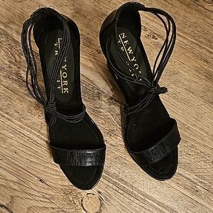 New York Transit Black Strappy Heels